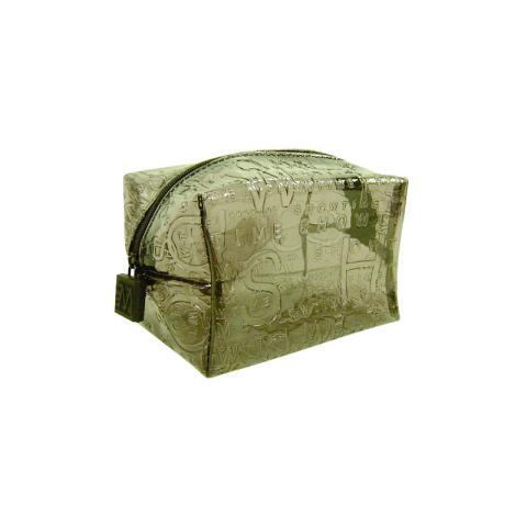 Square PVC bag with repeating logos all around the bag