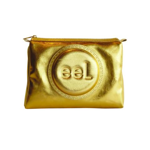 Gold PU bag with a EVA vac form in front side