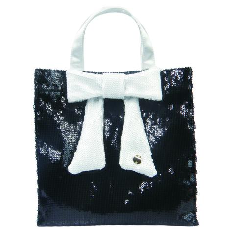 Black sequins bag with white handle