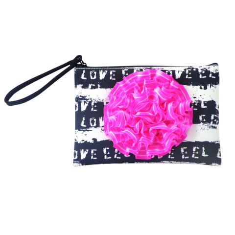 Polyester bag with a flower on front side