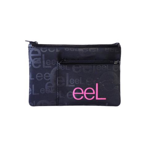 Black polyester cosmetic bag