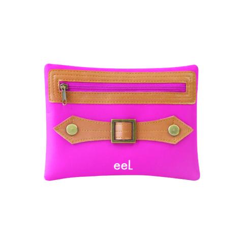 Fushia polyester cosmetic bag