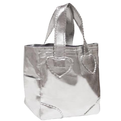 Silver PU tote bag