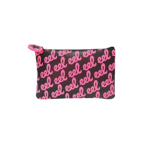 Black PU bag with pink eel logos
