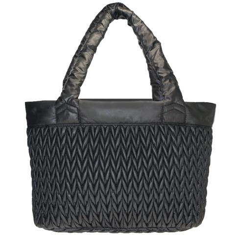 Black polyester tote bag 