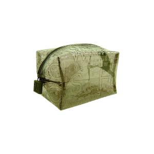 Square PVC bag with repeating logos all around the bag