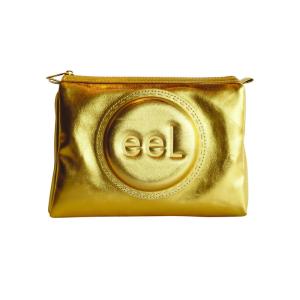 Gold PU bag with a EVA vac form in front side