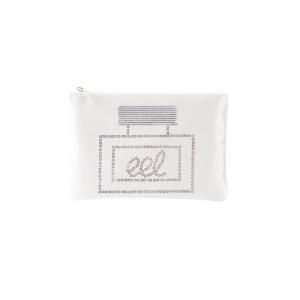 White satin bag with sequins on front side