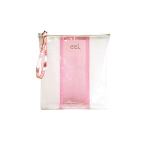 White color PVC bag with pink band on front side