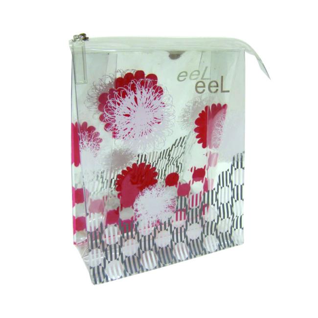 PVC bag with plastic mirror on back side, front side with printing