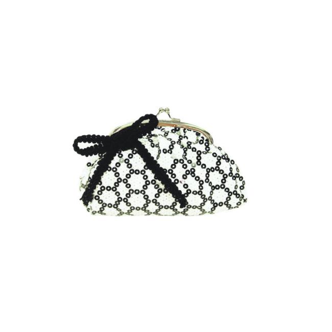 Sequins bag with metal clamp on top