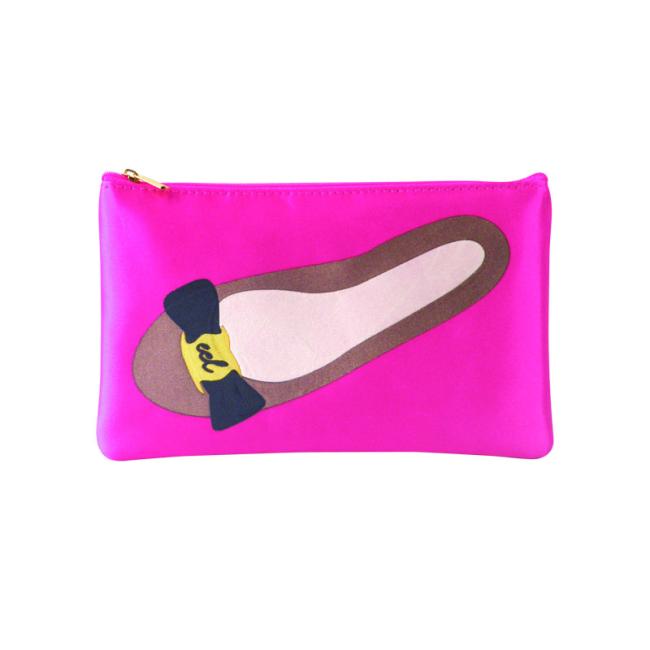 Fushia satin cosmetic bag