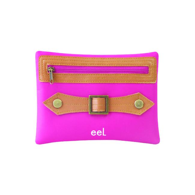 Fushia polyester cosmetic bag