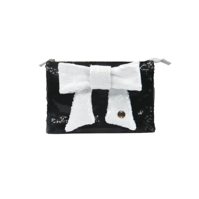 Black sequins bag with bow